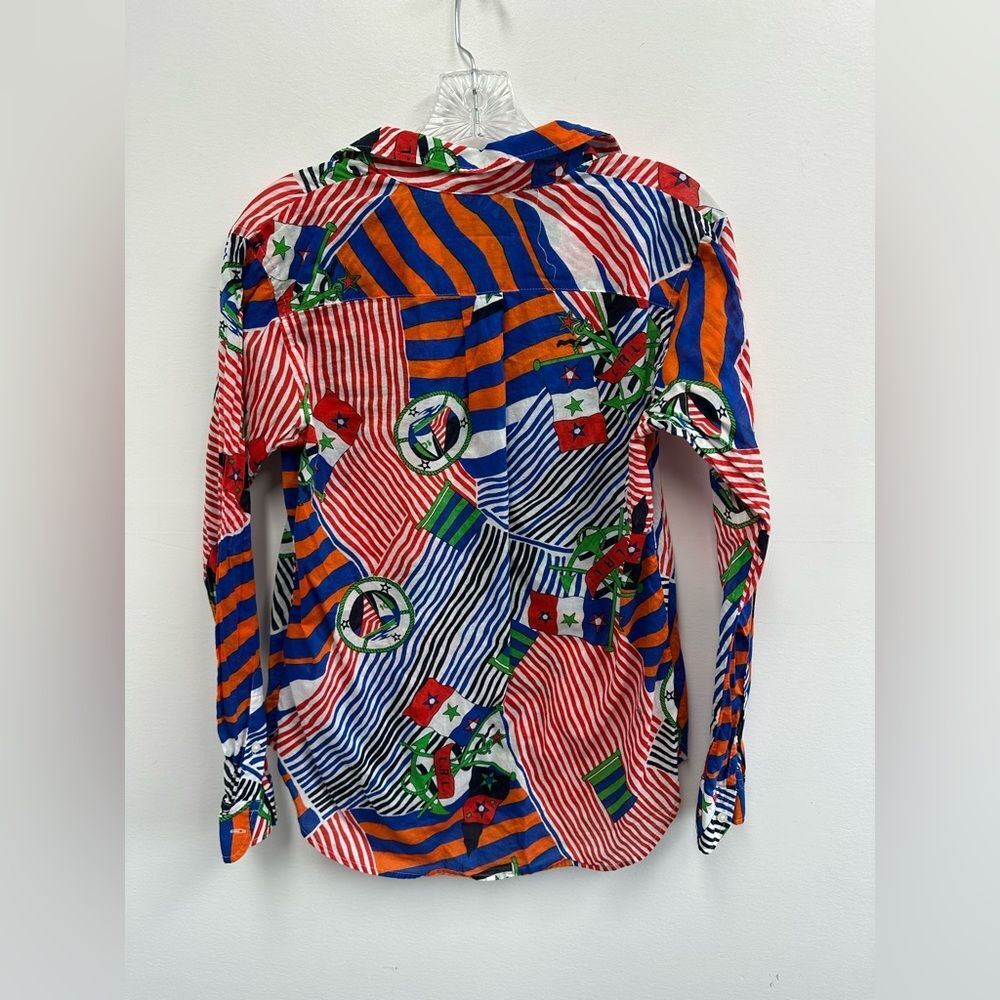 Lauren Ralph Lauren 100% Cotton Nautical Print Button Front Voile Shirt Size S - Picture 13 of 15
